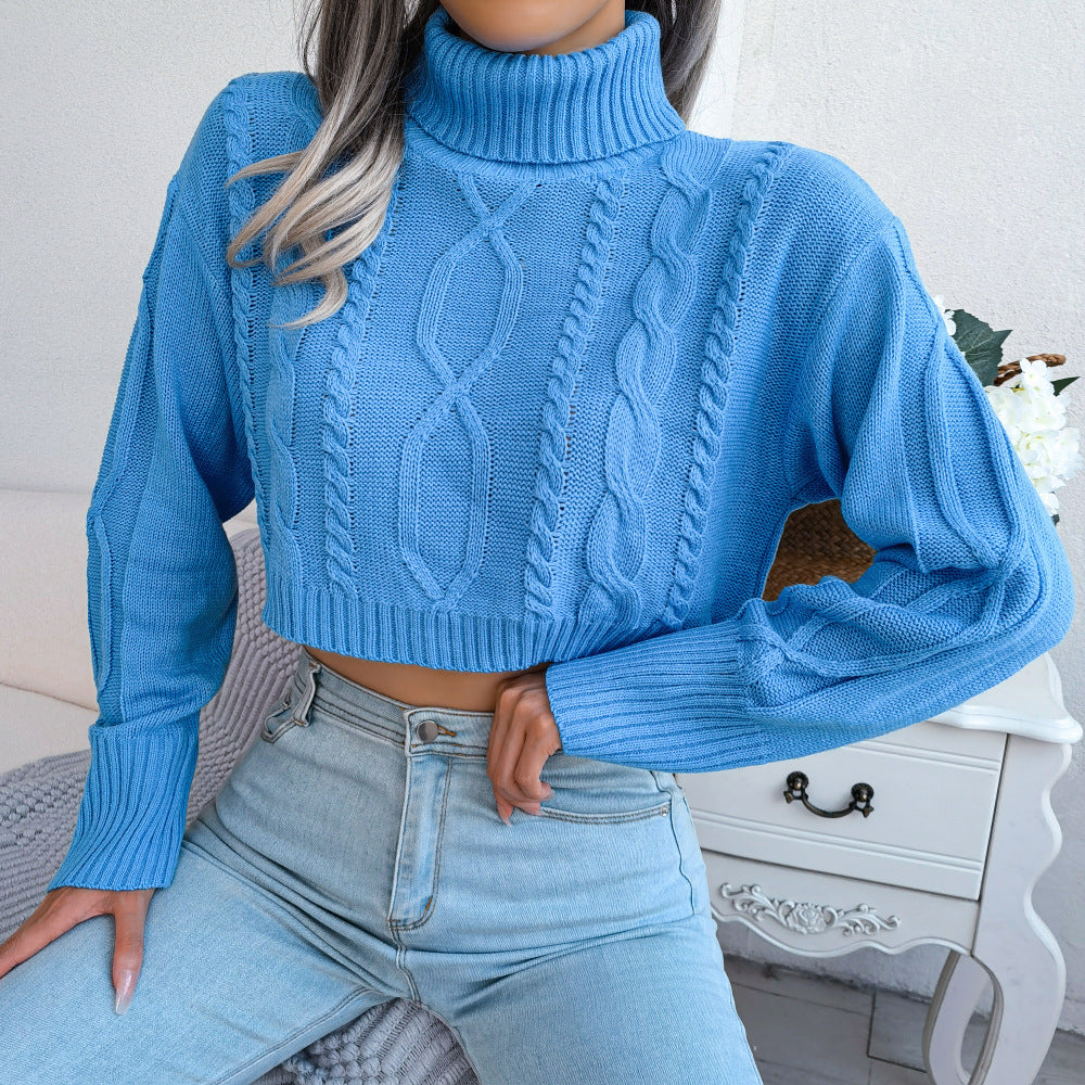 Cropped Strickpullover mit Rollkragen – Streetstyle Edition